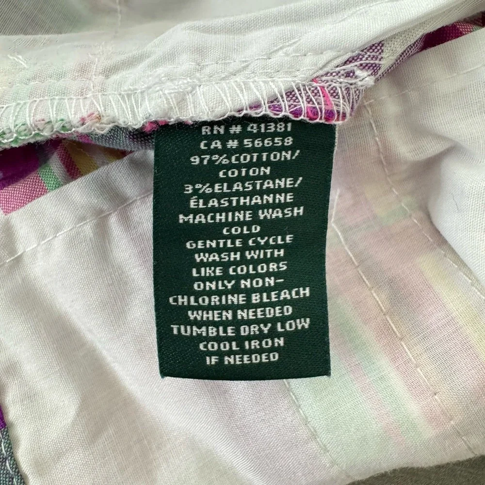 LRL Ralph Lauren Active Colorful Pink Purple Plaid Chino Short Golf Shorts 10